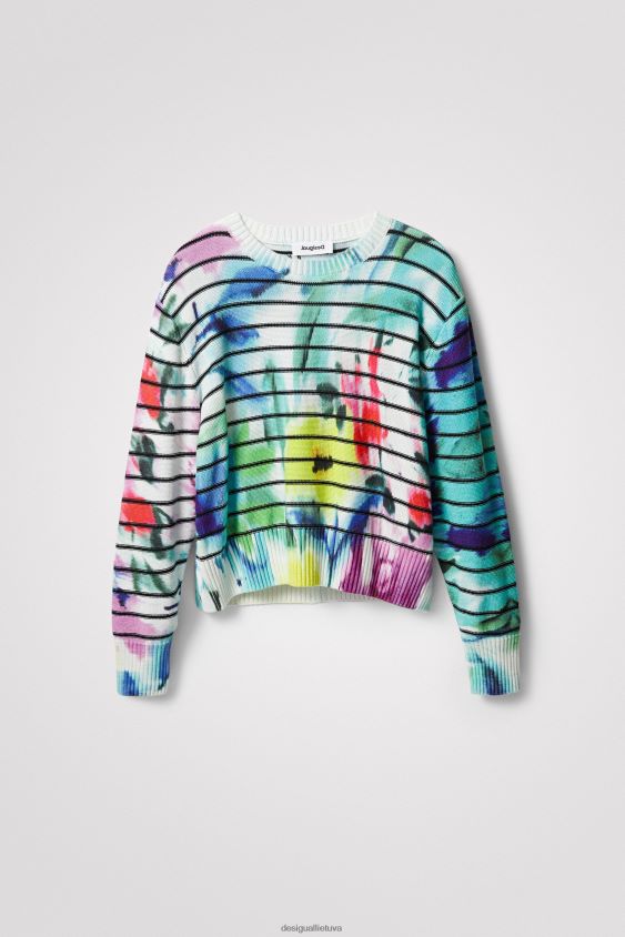 Desigual moterys dryžuotas kaklaraištis gėlėtas megztinis apranga S606BV1024