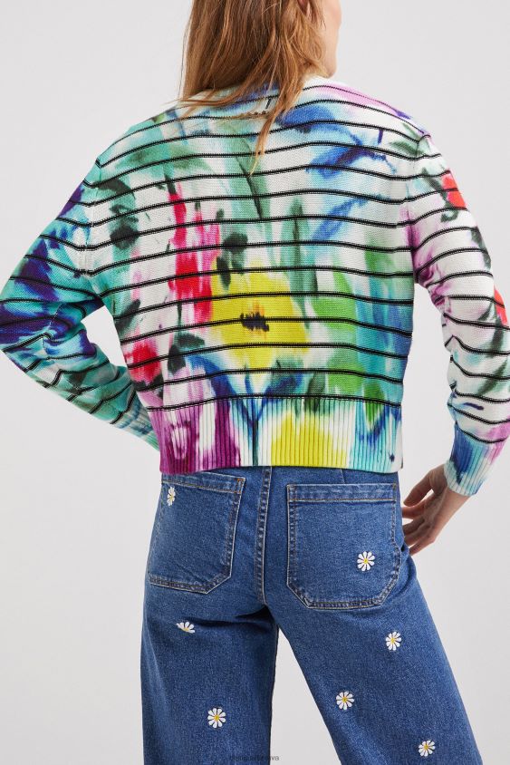 Desigual moterys dryžuotas kaklaraištis gėlėtas megztinis apranga S606BV1024