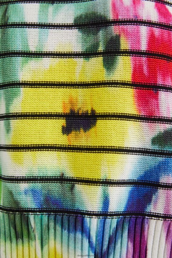 Desigual moterys dryžuotas kaklaraištis gėlėtas megztinis apranga S606BV1024