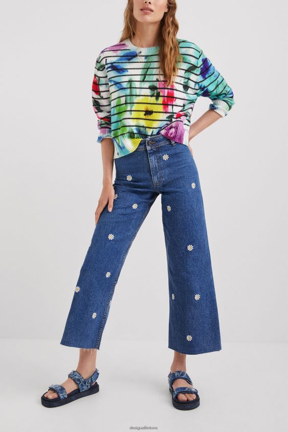 Desigual moterys dryžuotas kaklaraištis gėlėtas megztinis apranga S606BV1024