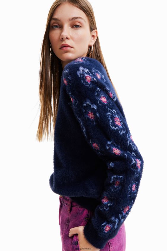 Desigual moterys gėlėtas kailio efekto megztinis apranga S606BV350