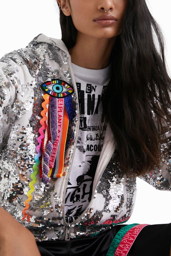 Desigual moterys johnson Hartig džemperis su blizgučiais apranga S606BV1098