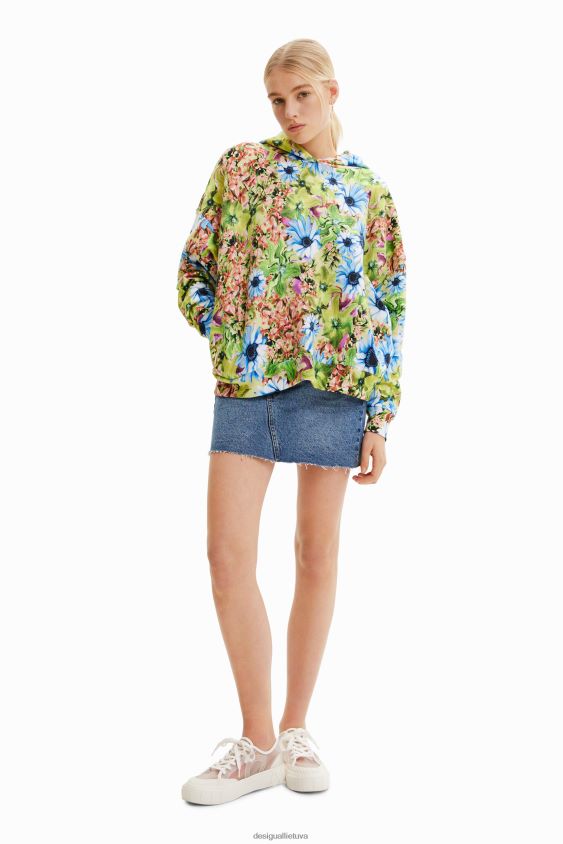 Desigual moterys negabaritinis megztinis su gėlėmis apranga S606BV342