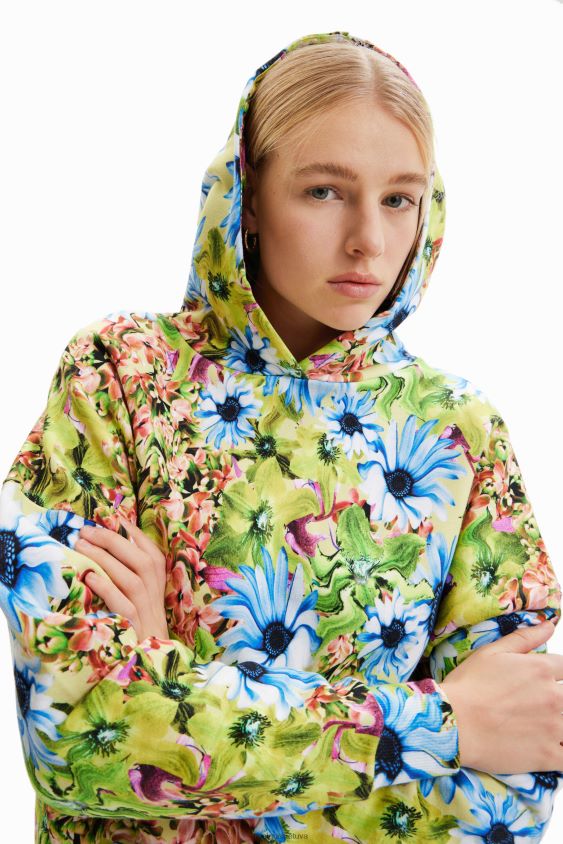 Desigual moterys negabaritinis megztinis su gėlėmis apranga S606BV342