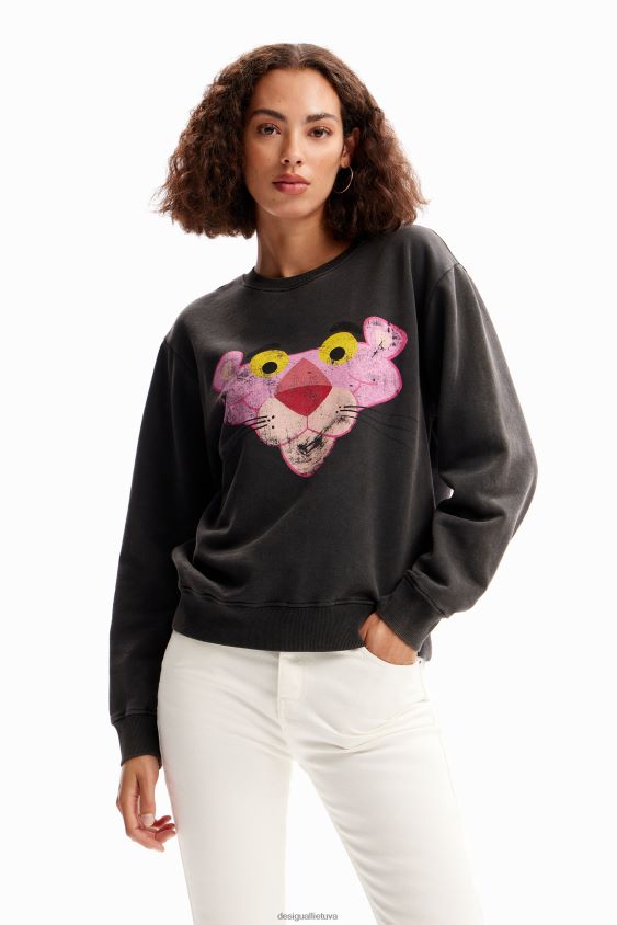 Desigual moterys nuliūdęs rožinės spalvos panteros megztinis apranga S606BV481