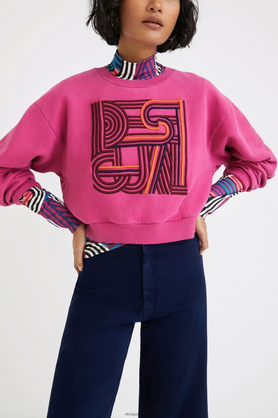 Desigual moterys paprasti siuvinėti pliušiniai megztiniai apranga S606BV1042