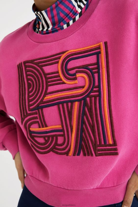 Desigual moterys paprasti siuvinėti pliušiniai megztiniai apranga S606BV1042