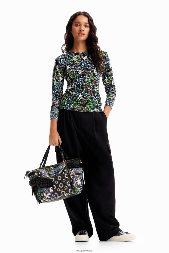 Desigual moterys plonas gėlėtas dailus megztinis apranga S606BV273