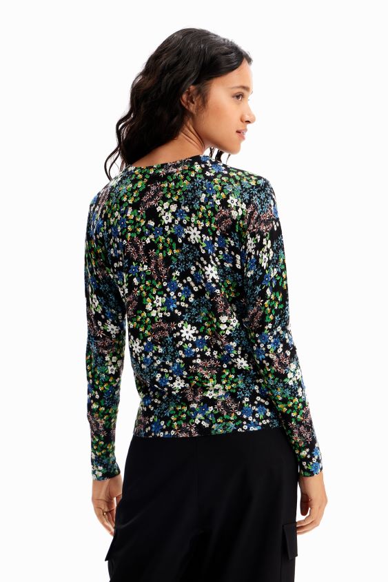 Desigual moterys plonas gėlėtas dailus megztinis apranga S606BV273