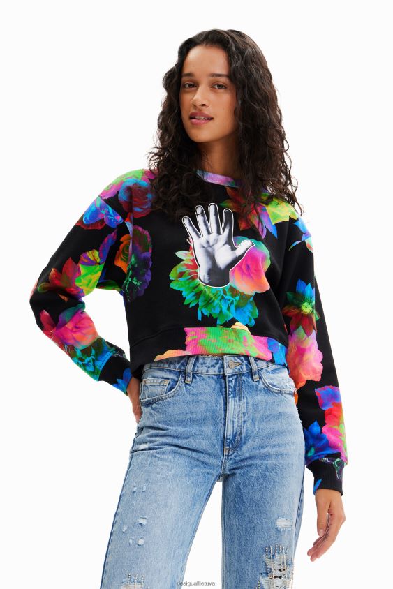 Desigual moterys trumpas gėlėtas rankinis megztinis apranga S606BV651