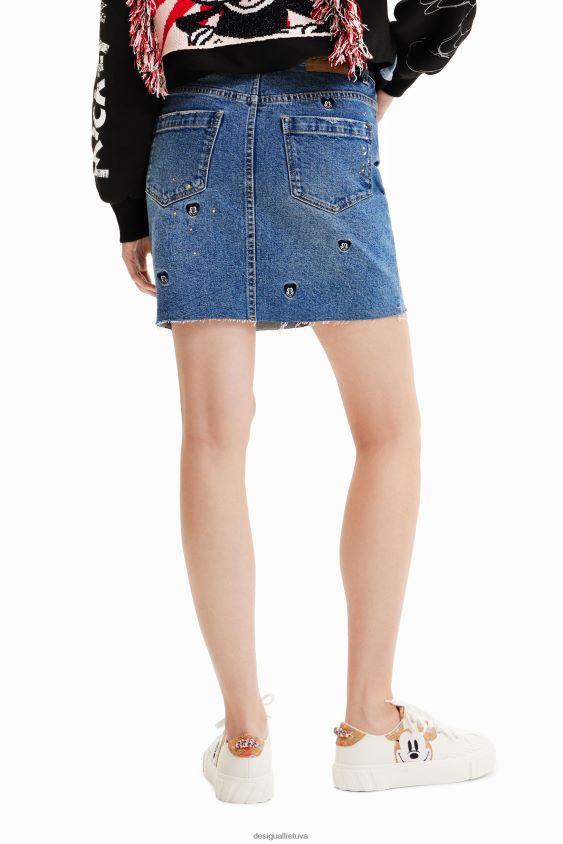 Desigual moterys „Disney“ „Mickey Mouse“ džinsinis mini sijonas apranga S606BV661