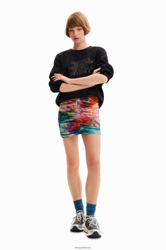 Desigual moterys Gėlėtas rumbuoto tiulio mini sijonas apranga S606BV324