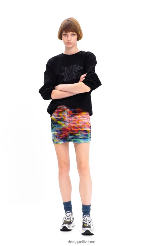 Desigual moterys Gėlėtas rumbuoto tiulio mini sijonas apranga S606BV324