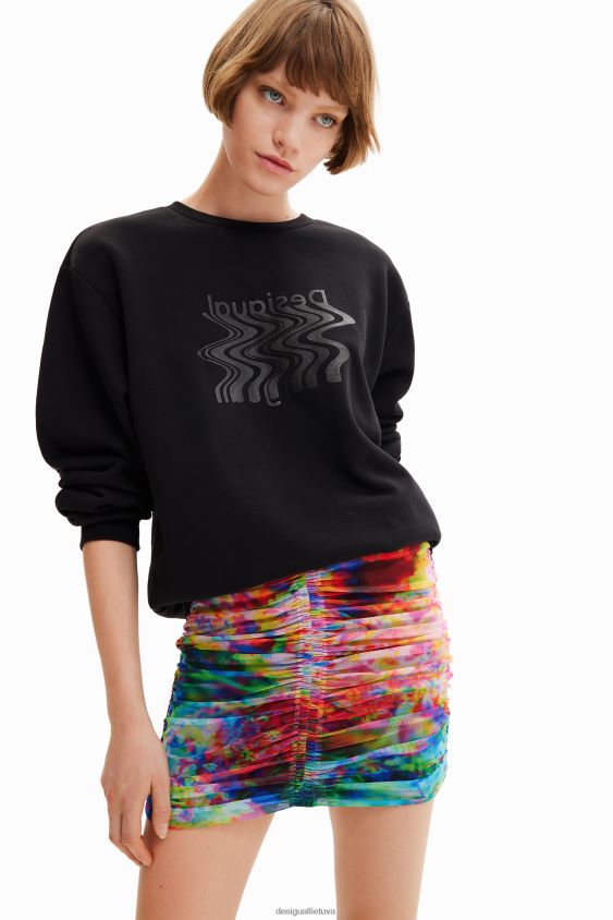 Desigual moterys Gėlėtas rumbuoto tiulio mini sijonas apranga S606BV324
