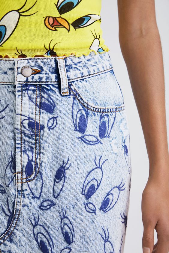 Desigual moterys Tweety džinsinis mini sijonas apranga S606BV468