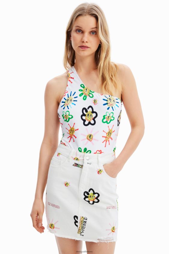 Desigual moterys džinsinio iliustracijų mini sijonas apranga S606BV714