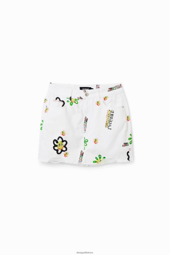 Desigual moterys džinsinio iliustracijų mini sijonas apranga S606BV714