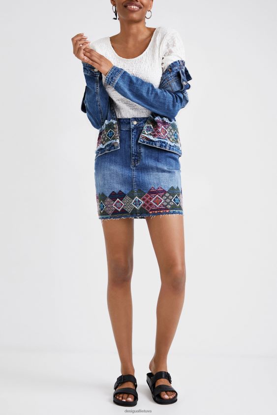 Desigual moterys džinsinis mini sijonas su apvadais apranga S606BV1099