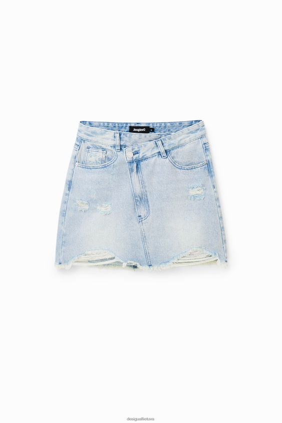 Desigual moterys džinsinis mini sijonas su kryželiu juosmeniu apranga S606BV759
