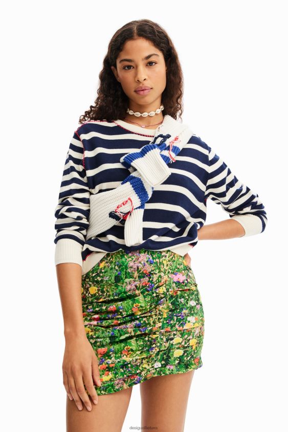 Desigual moterys drapiruotas gėlėtas mini sijonas apranga S606BV573