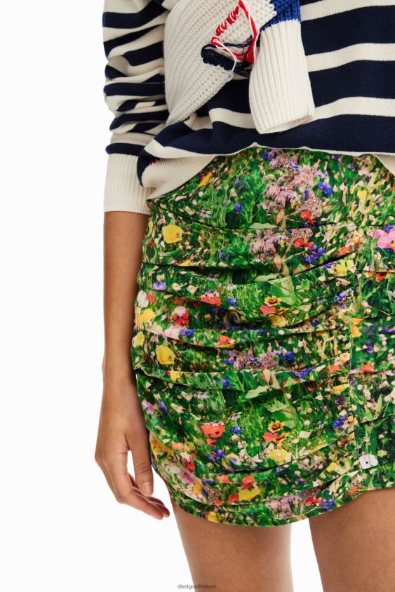 Desigual moterys drapiruotas gėlėtas mini sijonas apranga S606BV573