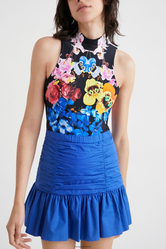 Desigual moterys drapiruotas pūkuotinis mini sijonas apranga S606BV754