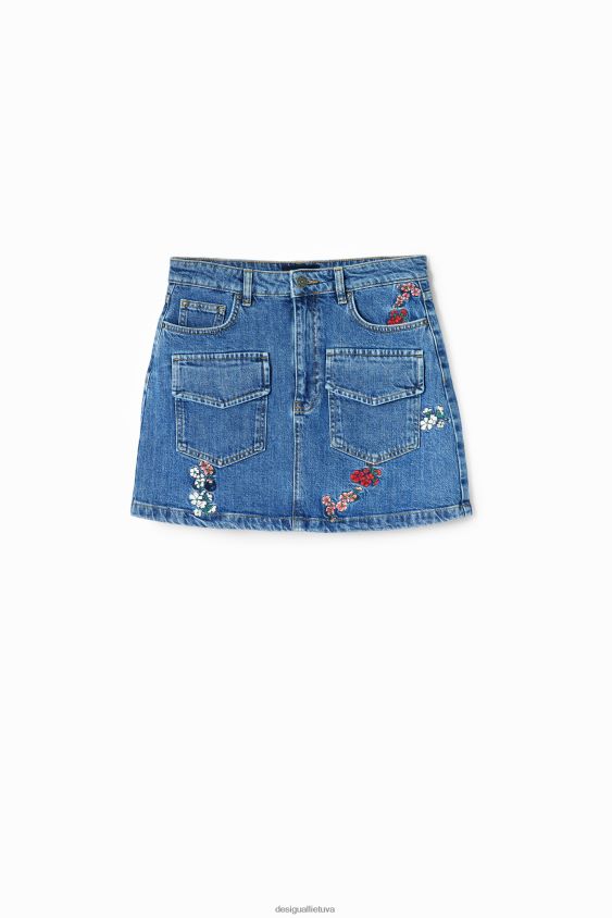 Desigual moterys gėlėtas džinsinis mini sijonas apranga S606BV261