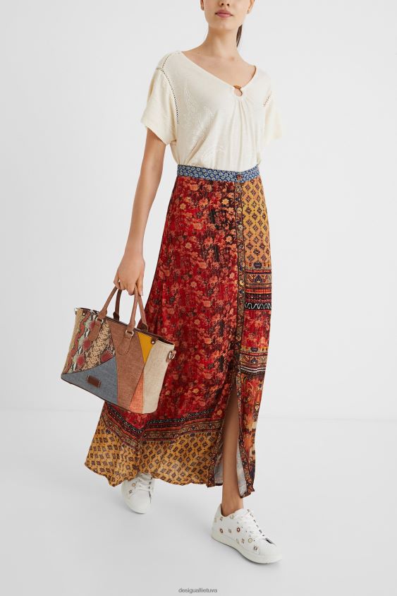 Desigual moterys ilgas gėlėtas sijonas apranga S606BV1133