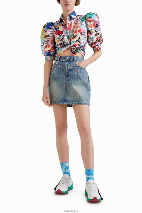 Desigual moterys johnson Hartig dygliuotas mini sijonas apranga S606BV1086
