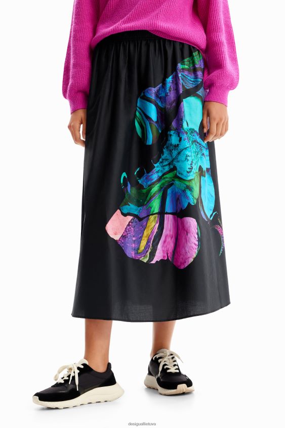 Desigual moterys m. christian Lacroix plaukiojantis midi sijonas apranga S606BV147