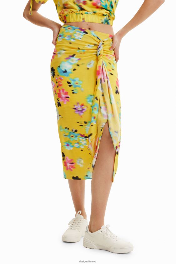 Desigual moterys nosine su skeltu midi sijonu apranga S606BV725
