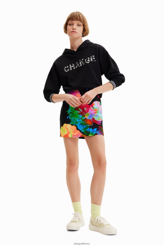 Desigual moterys plonas gėlėtas mini sijonas apranga S606BV1005