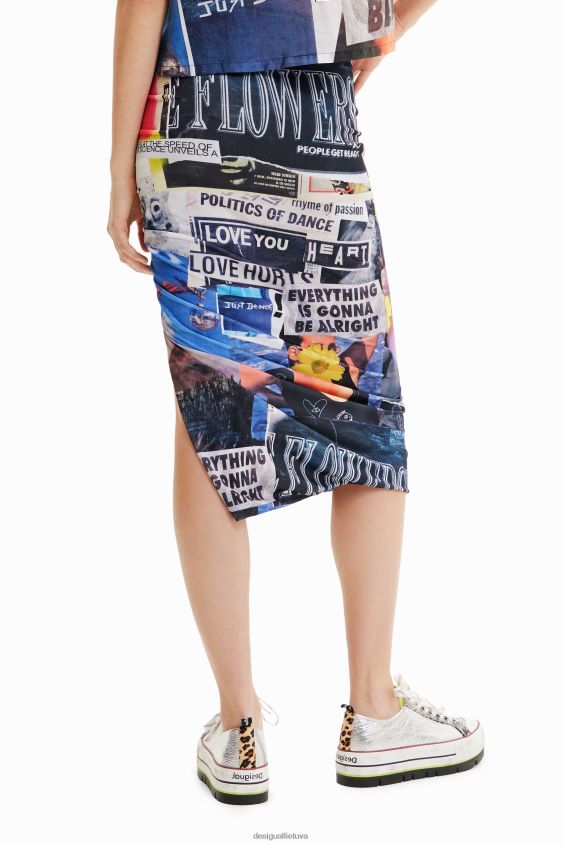 Desigual moterys plonas koliažinis midi sijonas apranga S606BV367