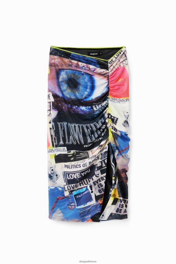 Desigual moterys plonas koliažinis midi sijonas apranga S606BV367