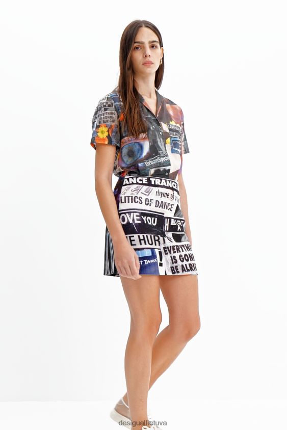 Desigual moterys plonas laikraštinis mini sijonas apranga S606BV384