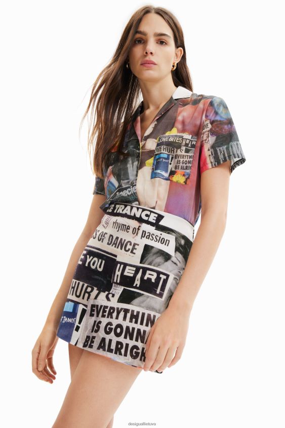 Desigual moterys plonas laikraštinis mini sijonas apranga S606BV384