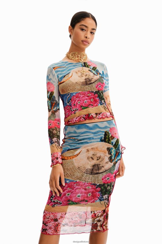 Desigual moterys plonas tiulio midi sijonas apranga S606BV304