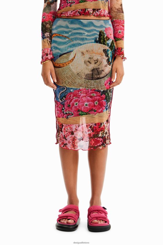 Desigual moterys plonas tiulio midi sijonas apranga S606BV304