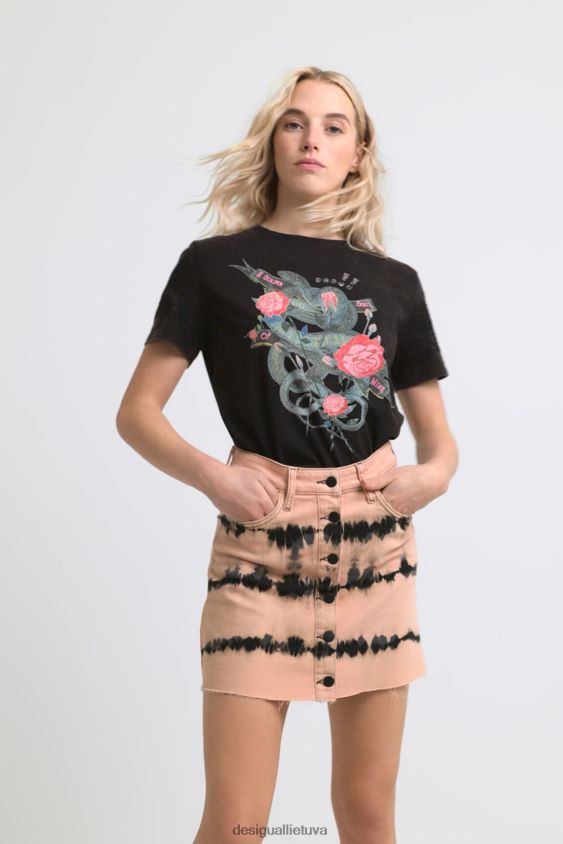Desigual moterys surišamas džinsinis mini sijonas apranga S606BV668
