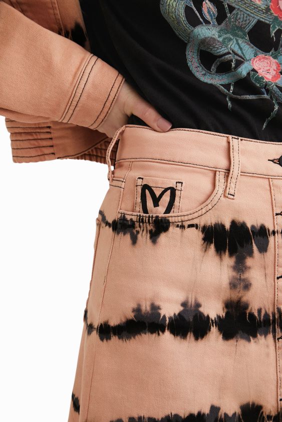 Desigual moterys surišamas džinsinis mini sijonas apranga S606BV668