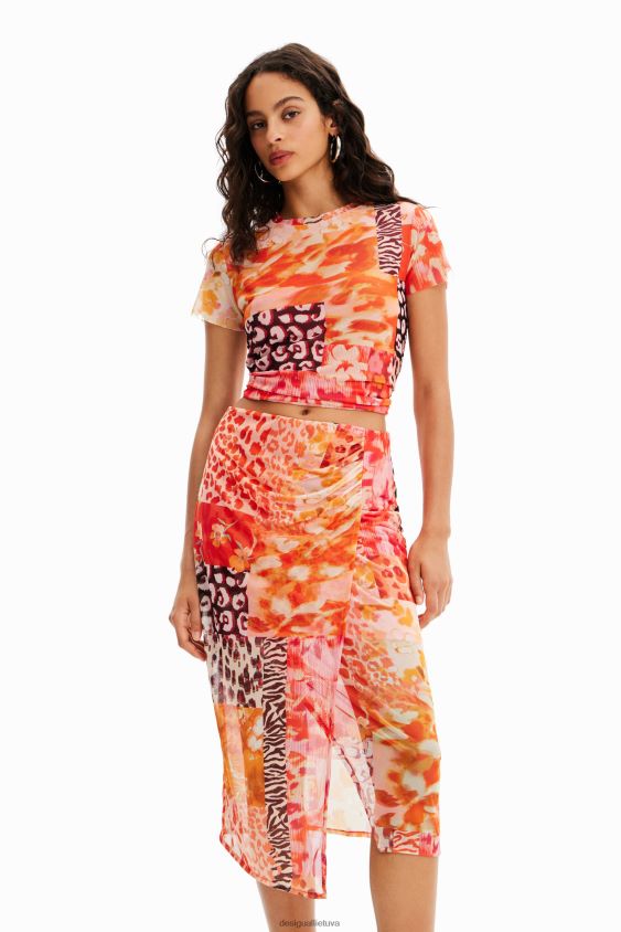 Desigual moterys tiulio kratinys midi sijonas apranga S606BV479