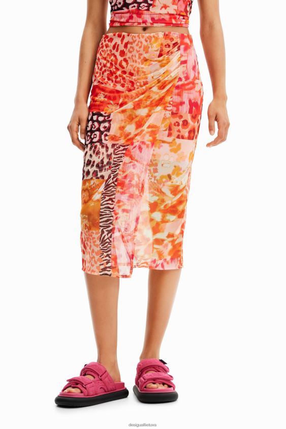 Desigual moterys tiulio kratinys midi sijonas apranga S606BV479