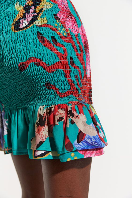 Desigual moterys tvarus koralinis mini sijonas apranga S606BV635