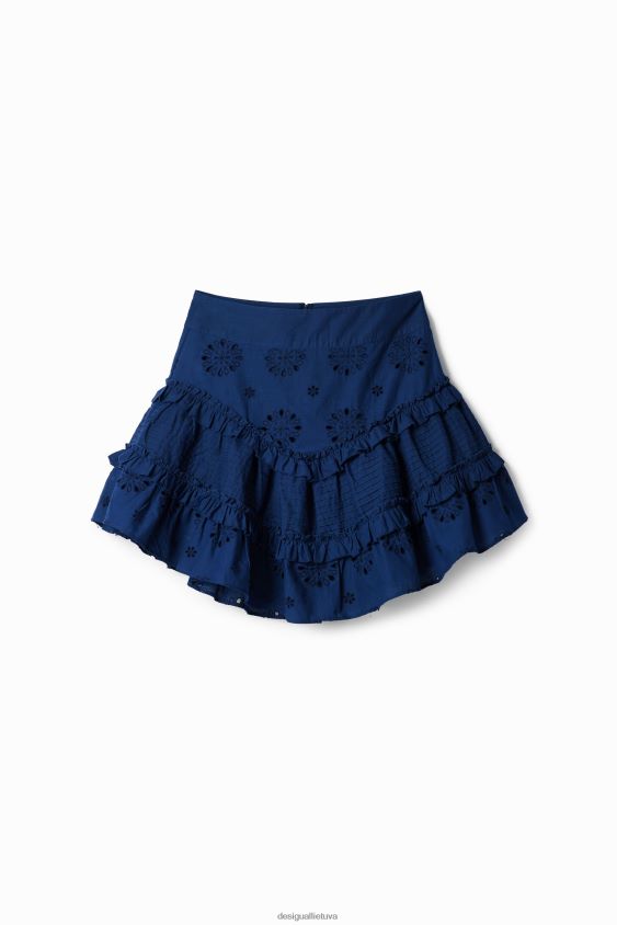 Desigual moterys šveicariškas siuvinėjimas su raukiniais mini sijonas apranga S606BV473