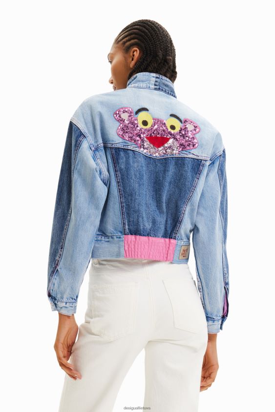 Desigual moterys Didelis rožinės spalvos panther džinsinis švarkas apranga S606BV902