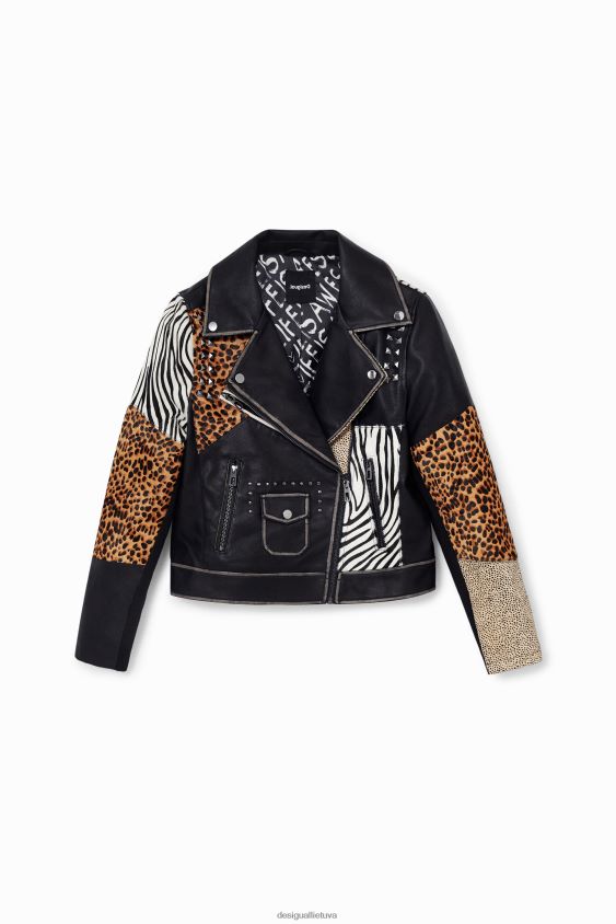 Desigual moterys dviratininko striukė su gyvūnų raštais apranga S606BV246