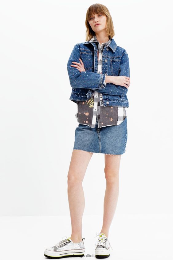 Desigual moterys dygliuota džinsinė sunkvežimio striukė apranga S606BV339