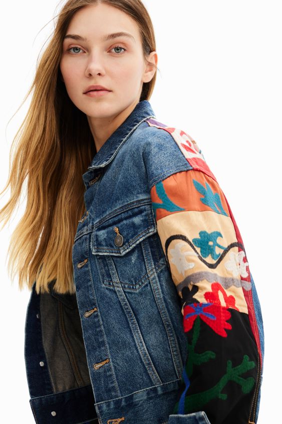 Desigual moterys etninio džinsinio sunkvežimio striukė apranga S606BV289