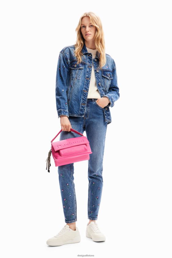 Desigual moterys gėlėta džinsinė sunkvežimio striukė apranga S606BV239