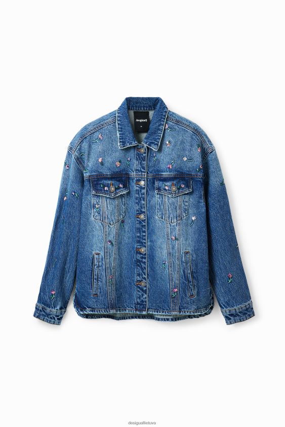Desigual moterys gėlėta džinsinė sunkvežimio striukė apranga S606BV239